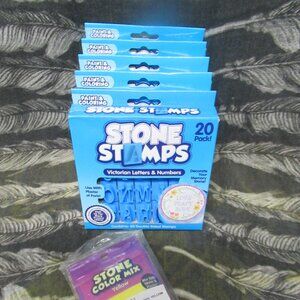 5 Packages of Alphabet/Numbers Stone Stamps and Color Packets